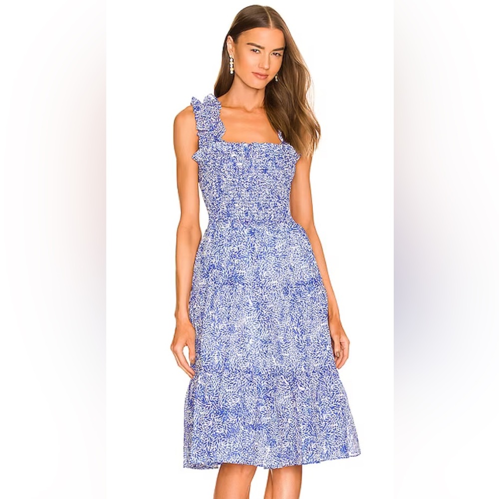 Blue and white Amanda Uprichard Adelenr midi dress sz XS